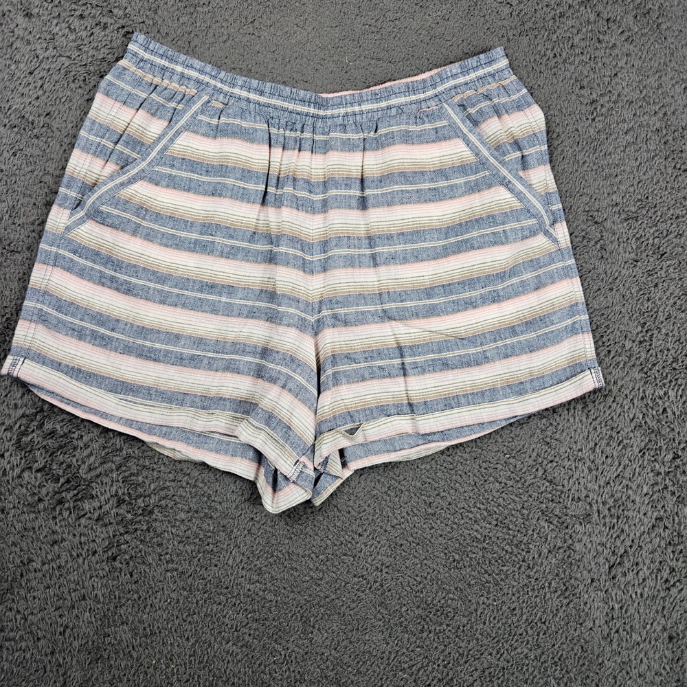 Anthropologie Mermaid Women's Striped Linen Rayon Pull On Shorts Size Medium